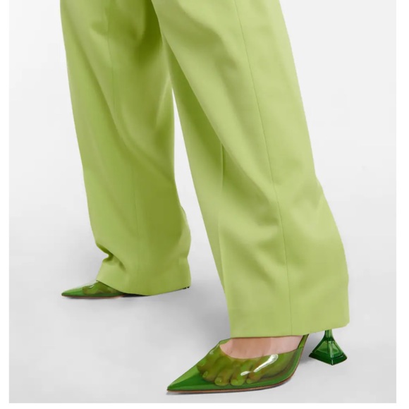 😊SOLD😊Amina Muaddi Green Holli Glass Slingback Pumps in 38.5 - Picture 2 of 11
